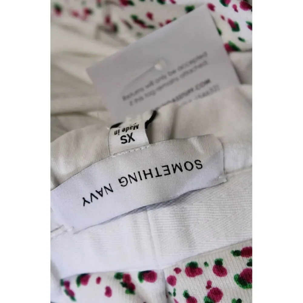 Something Navy Womens Cotton Floral Print Stretch Mini Skort White Size XS